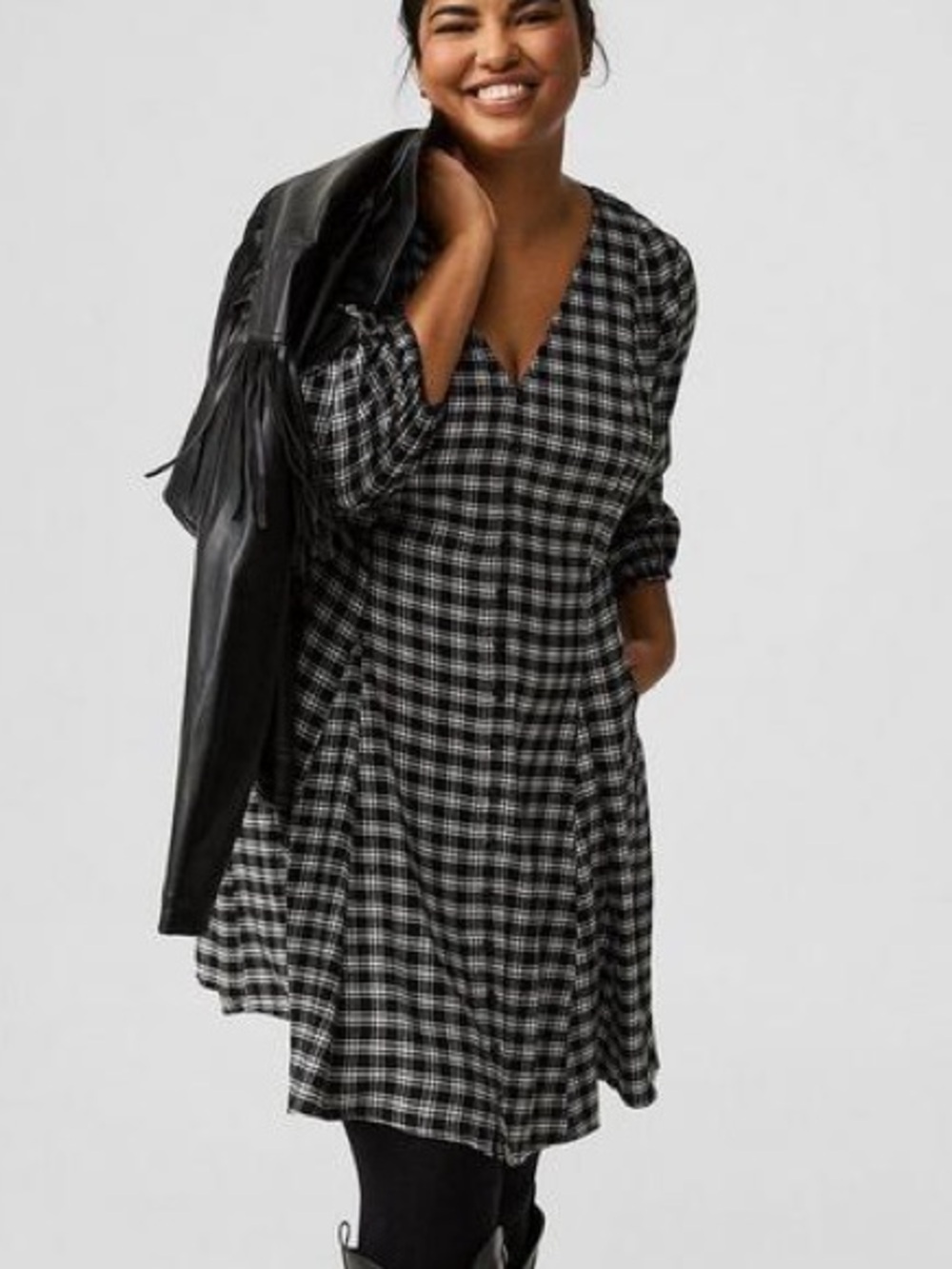 Torrid Button Front Flannel Plaid Western mini dress NWT 1X